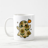 Mug Cute Floral Halloween Fantôme Motif de tournesol (Gauche)