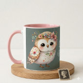 Mug Cute Floral Owl with Bow