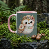 Mug Cute Floral Owl with Bow