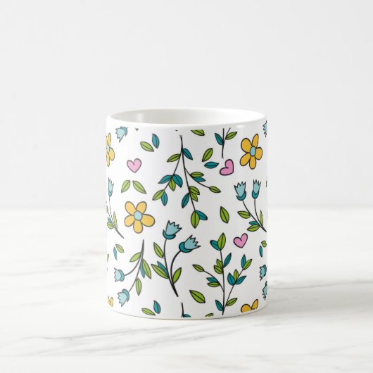 Mug Cute Flowers and Hearts Light Pattern (Centre)