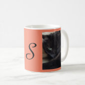 Mug Cute Fluffy Black Chat Photo personnalisée (Devant droit)