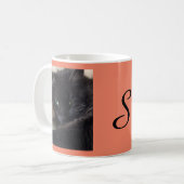 Mug Cute Fluffy Black Chat Photo personnalisée (Devant gauche)