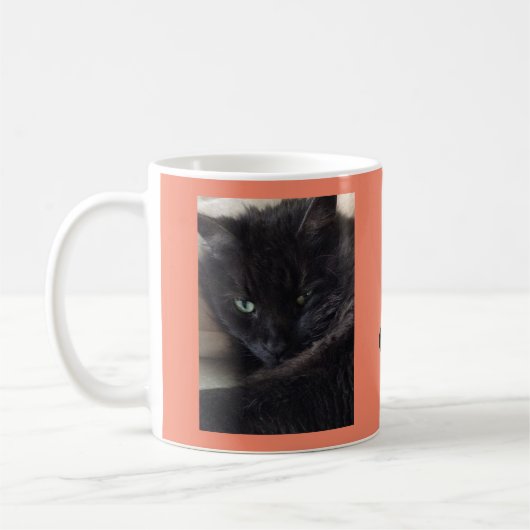 Mug Cute Fluffy Black Chat Photo personnalisée (Gauche)