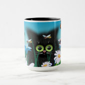 Mug Cute Fluffy Black Kitten et Daisy Art (Centre)