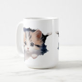 MUG CUTE FLUFFY CALICO KITTEN FACE (Devant gauche)