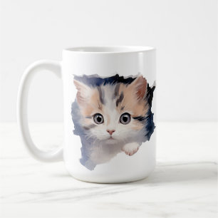 MUG CUTE FLUFFY CALICO KITTEN FACE