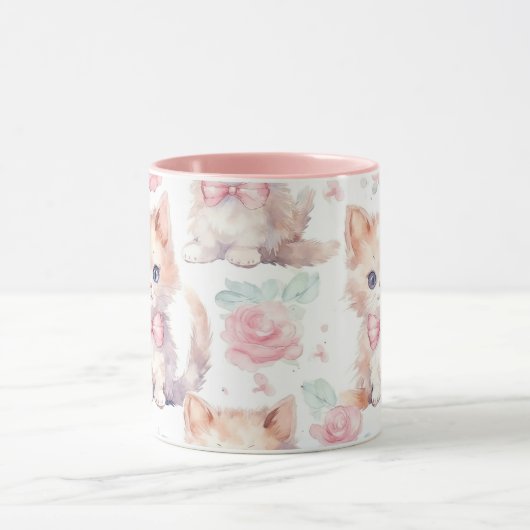 Mug Cute Fluffy Kittens avec Roses roses roses (Centre)