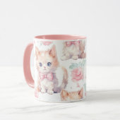 Mug Cute Fluffy Kittens avec Roses roses roses (Devant gauche)