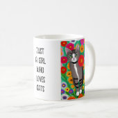 Mug Cute Folk Art Chat | Juste une fille qui aime les  (Devant droit)