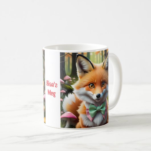 Mug Cute Fox avec arc vert et rose (Devant droit)