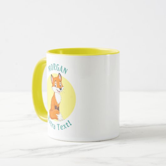 Mug Cute Fox, Personnaliser Nom & Message (Devant gauche)