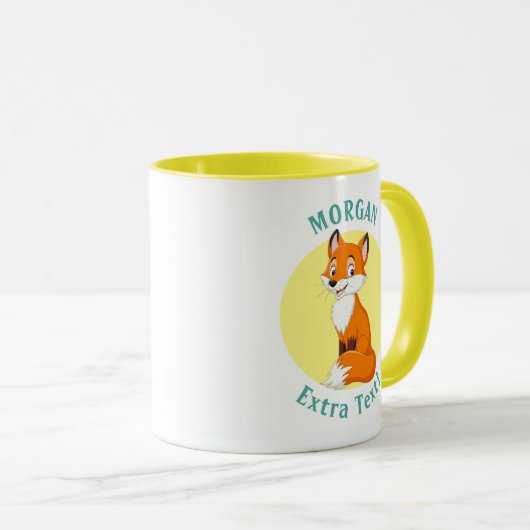 Mug Cute Fox, Personnaliser Nom & Message (Devant droit)