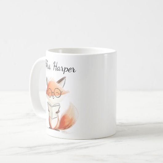 Mug Cute Fox Teacher Reading (Devant gauche)