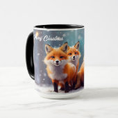 Mug Cute Foxes De Noël Dans Une Forêt Neige (Devant gauche)