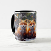 Mug Cute Foxes De Noël Dans Une Forêt Neige (Devant gauche)