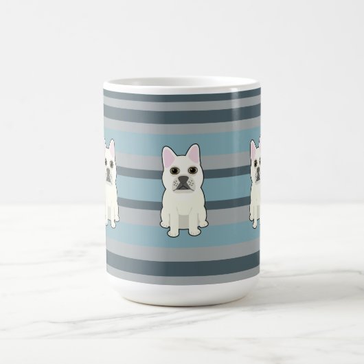 Mug Cute French Bulldog Blue Striped (Centre)
