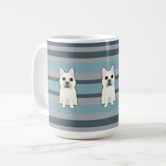 Mug Cute French Bulldog Blue Striped (Devant gauche)