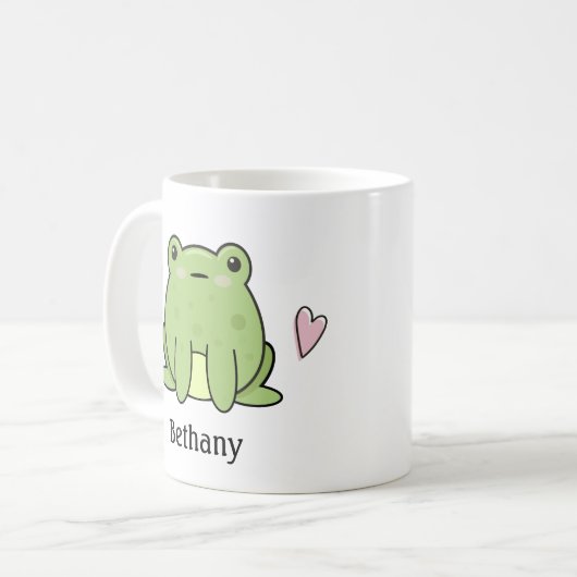 Mug Cute Frog Avec Coeur Pesonalisé (Devant gauche)