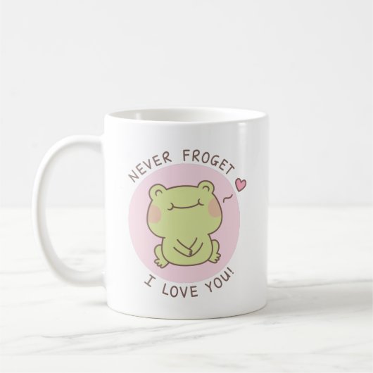 Mug Cute Frog Love Pun Jamais Frogret Je t'aime (Gauche)