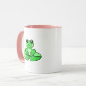 Mug Cute Frog personnalisé | Nom dans le coeur (Devant gauche)