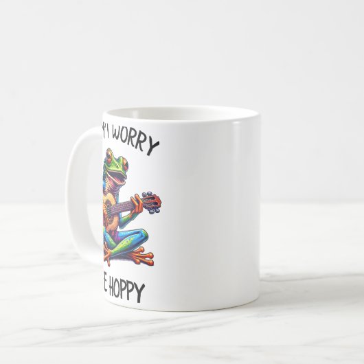 Mug Cute Frog Playing A Guitar Dont Worry Be Hoppy _2  (Devant gauche)