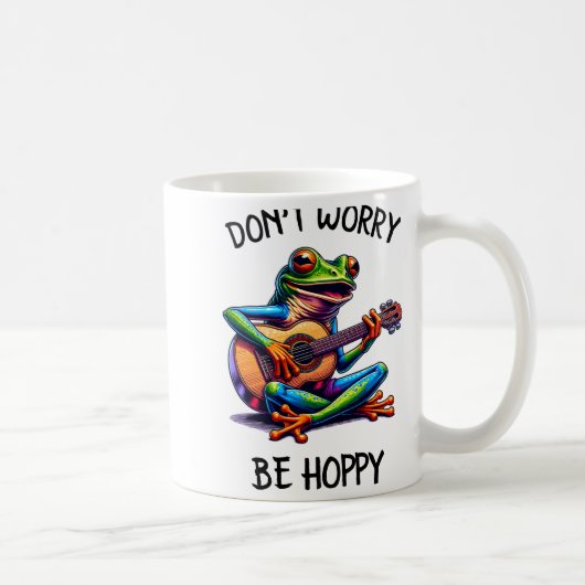Mug Cute Frog Playing A Guitar Dont Worry Be Hoppy _2  (Droite)