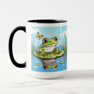 Mug Cute Frog sur un Lily Pad Cute Personnalisé