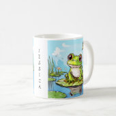 Mug Cute Frog sur un Lily Pad Cute Personnalisé (Devant droit)