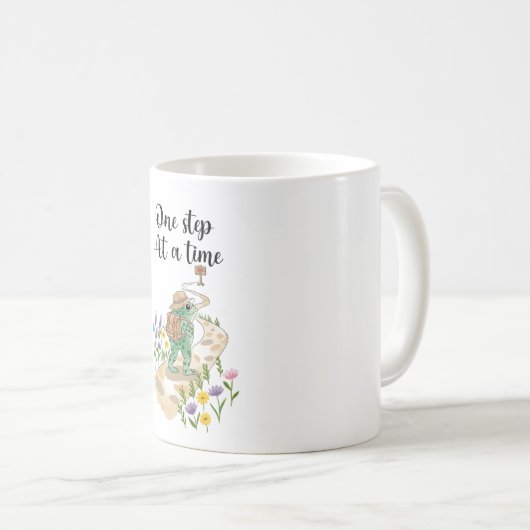 Mug Cute Frog with Backpack One Step at a Time (Devant droit)