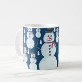 Mug Cute Frosty Blue Snowman Motif d'aquarelle (Devant gauche)