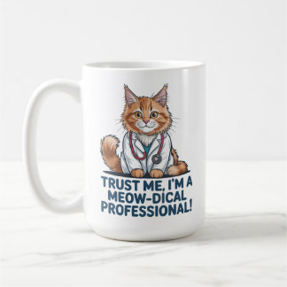 Mug Cute Funny Cat Medical Pun Illustration