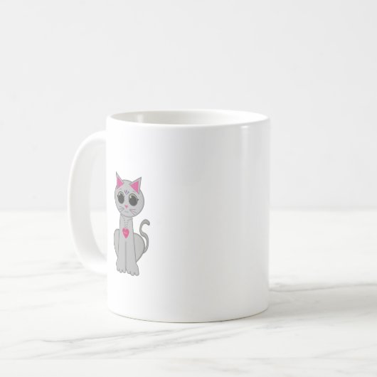 Mug Cute Funny Happy Grey Chat (Devant gauche)