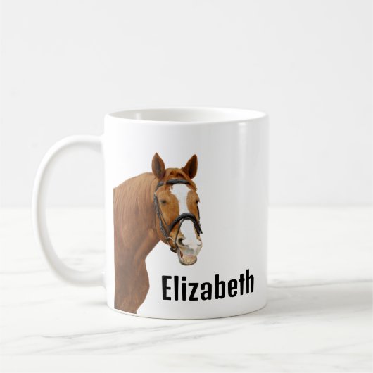 Mug Cute Funny Horse Personalized Name (Gauche)