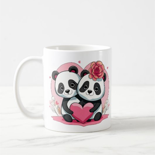 Mug Cute Funny Panda Couple de Valentine (Gauche)