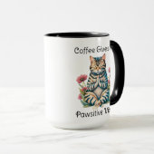 Mug Cute Funny Yoga Chat Floral Serenity Café Lover (Devant droit)