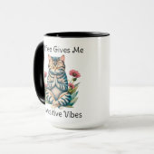Mug Cute Funny Yoga Chat Floral Serenity Café Lover (Devant gauche)