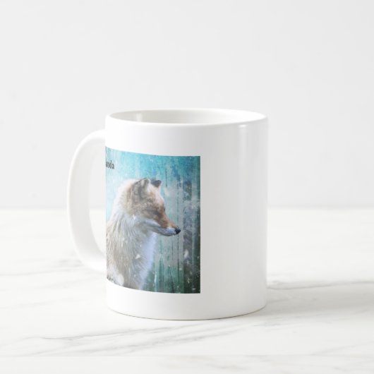 Mug Cute Furry Fox sur Blue Grunge Arrière - plan (Devant gauche)
