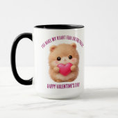 Mug Cute Fuzzy Valentine Character Holding Heart  (Gauche)