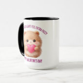 Mug Cute Fuzzy Valentine Character Holding Heart  (Devant gauche)