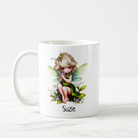 Mug Cute Garden Fairy Nom personnalisé (Gauche)