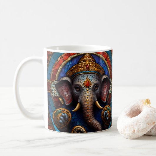 Mug Cute Garnesh Dieu Bleu Mosaïque Vitre (Avec donut)