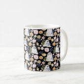 Mug Cute Ghost And Colorful Flowers Seamless Pattern (Devant droit)