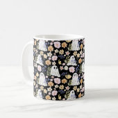 Mug Cute Ghost And Colorful Flowers Seamless Pattern (Devant gauche)