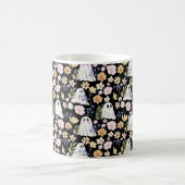 Mug Cute Ghost And Colorful Flowers Seamless Pattern (Centre)