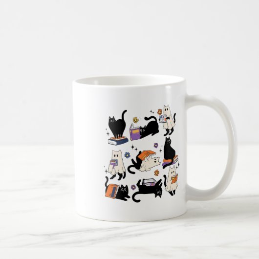 Mug Cute Ghost Chat Lecture Livres Lover Bookish Hallo (Droite)