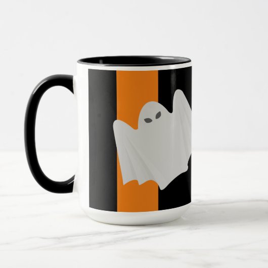 Mug Cute Ghost Halloween Orange et Black Stripes Boo! (Gauche)