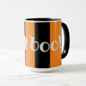 Mug Cute Ghost Halloween Orange et Black Stripes Boo! (Devant droit)