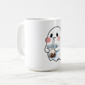 Mug Cute Ghost Holding Boba Tea Bubble Tea Kawaii (Devant gauche)