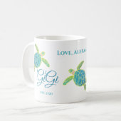 Mug Cute Gigi Tortue de mer Turquoise Aqua bleu turquo (Devant gauche)