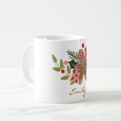 Mug Cute Gingerbread Floral Personalized Christmas  (Devant gauche)